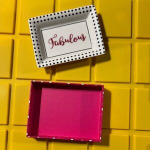 Fabulous Polka Dot Trinket Dish & Hot Pink Box Set
